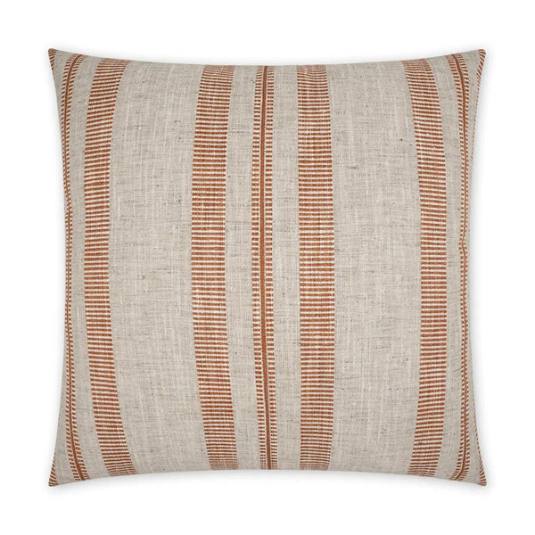 Terracotta Beach Stripes Orange Large Throw Pillow With Insert Throw Pillows LOOMLAN By D.V. Kap