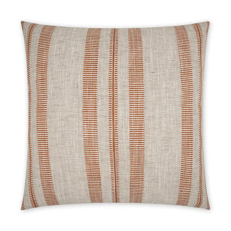 Terracotta Beach Stripes Orange Large Throw Pillow With Insert Throw Pillows LOOMLAN By D.V. Kap