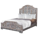 Terri Carved Shutter Wooden Brown Headboard Bed Beds LOOMLAN By LOOMLAN