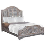 Terri Carved Shutter Wooden Brown Headboard Bed Beds LOOMLAN By LOOMLAN