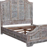 Terri Carved Shutter Wooden Brown Headboard Bed Beds LOOMLAN By LOOMLAN