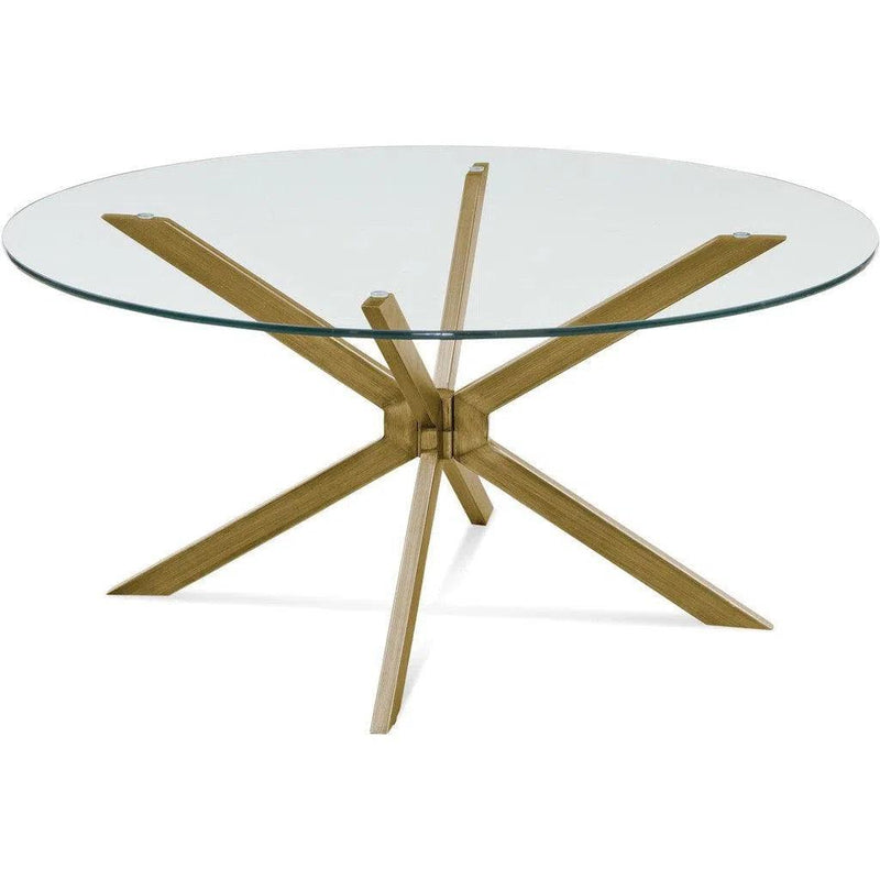 Tess Steel and Glass Gold Round Cocktail Table Coffee Tables LOOMLAN By Bassett Mirror