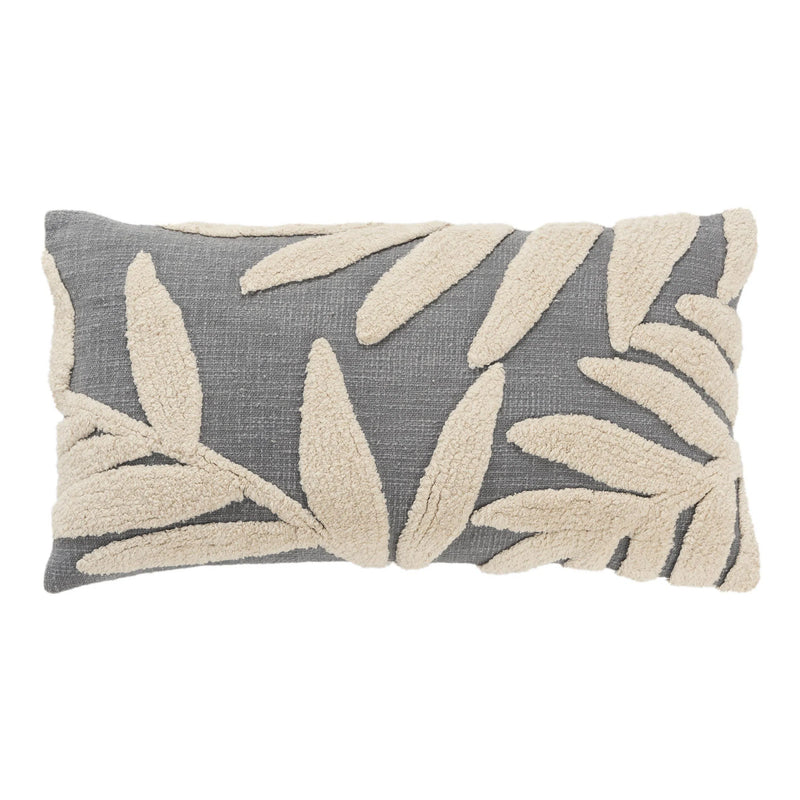 Textural Botanical Long Lumbar Pillow With Insert Throw Pillows LOOMLAN By LOOMLAN