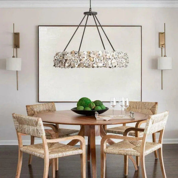 Textured Bronze Natural Oyster Chandelier Chandeliers LOOMLAN By Currey & Co