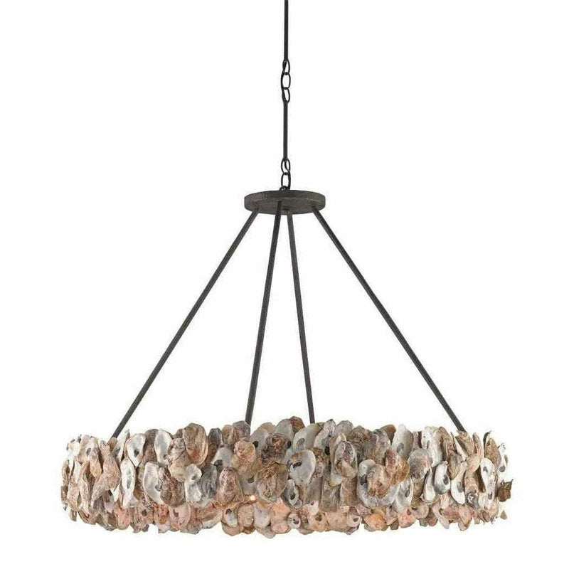 Textured Bronze Natural Oyster Chandelier Chandeliers LOOMLAN By Currey & Co