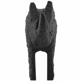 Textured Matte Black Kano Black Large Rhino Statues & Sculptures LOOMLAN By Currey & Co