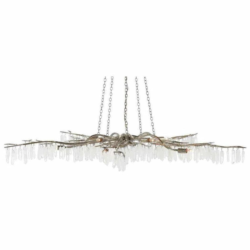 Textured Silver Natural Forest Light Silver Chandelier Chandeliers LOOMLAN By Currey & Co