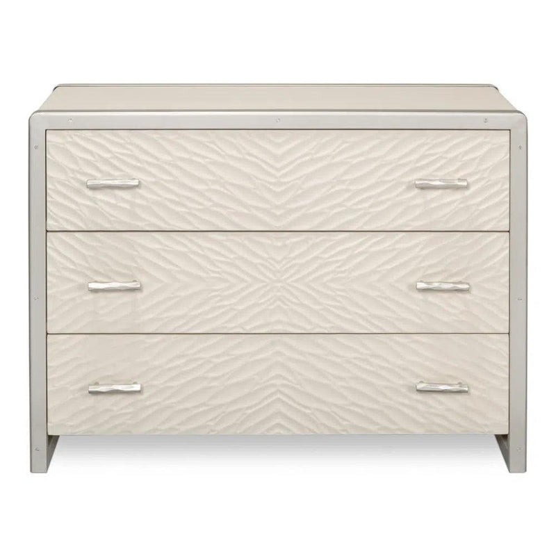 Textures Commode White 3 Drawers Chest Chests LOOMLAN By Sarreid