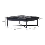 Thad Top Grain Buffalo Black Leather Ottoman Coffee Table Coffee Tables LOOMLAN By Moe's Home