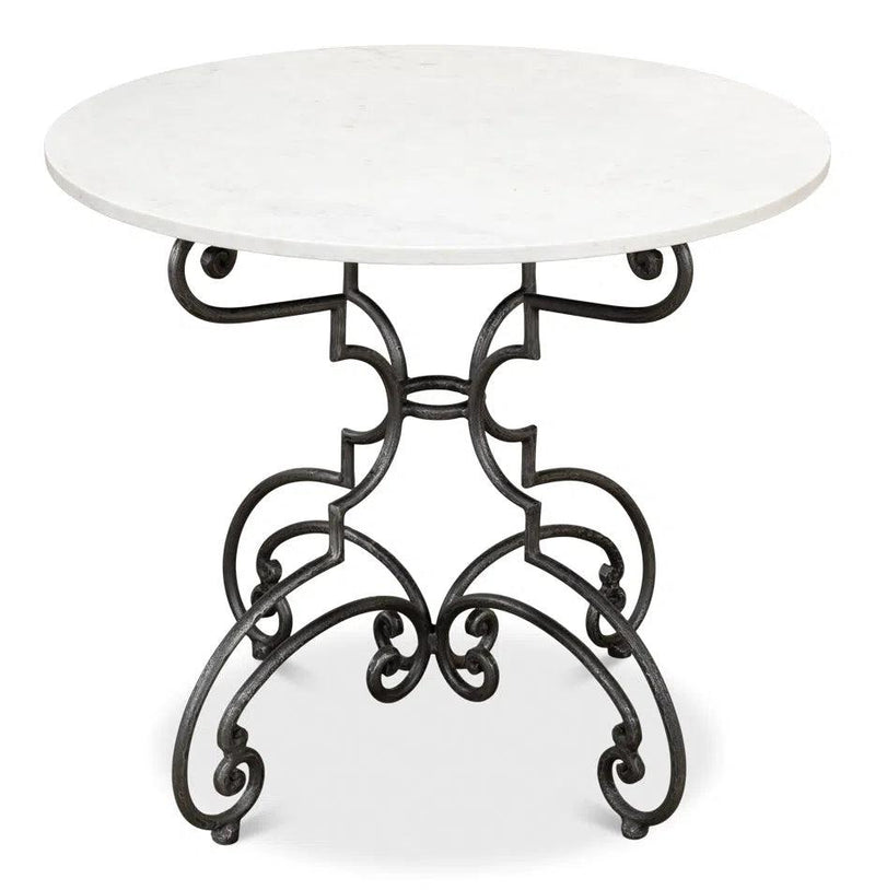 The French Iron And Marble Round Bistro Table Dining Tables LOOMLAN By Sarreid