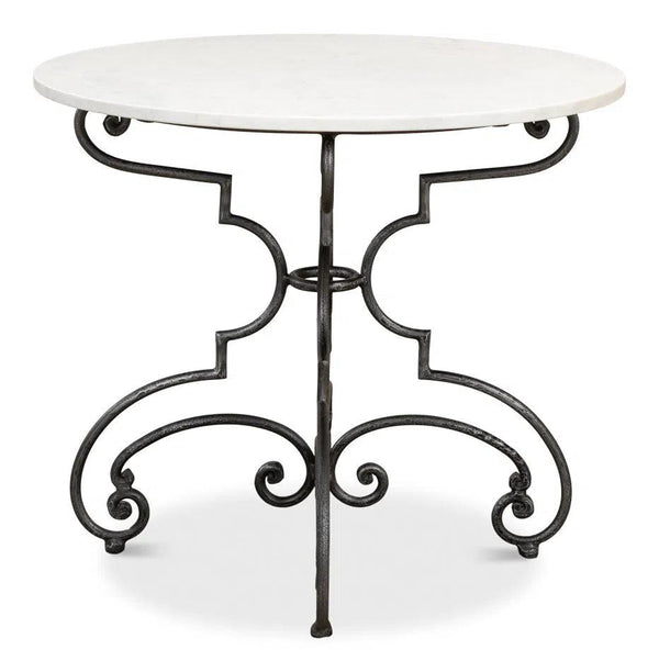 The French Iron And Marble Round Bistro Table Dining Tables LOOMLAN By Sarreid