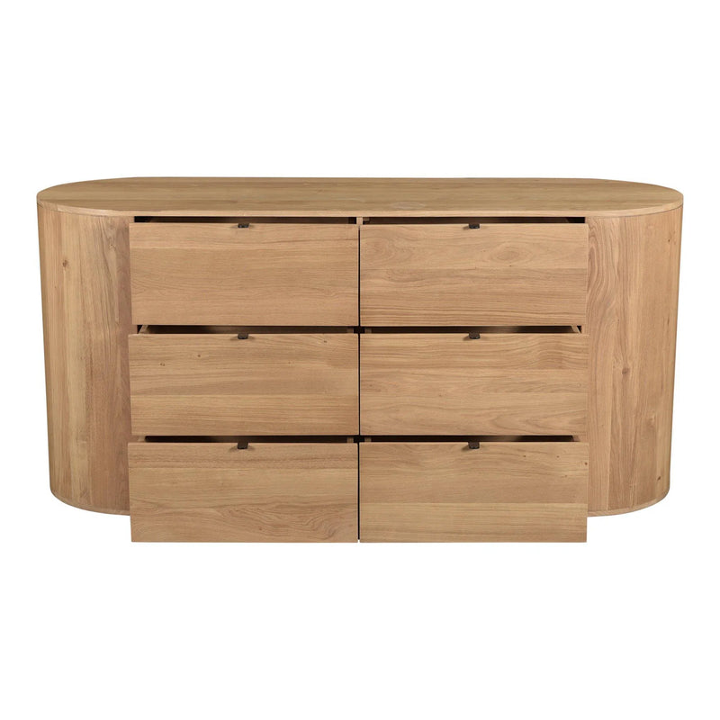 Theo Wood Brown 6 Drawer Dresser Dressers LOOMLAN By Moe's Home