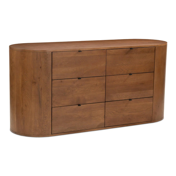 Theo Wood Brown 6 Drawer Dresser Dressers LOOMLAN By Moe's Home