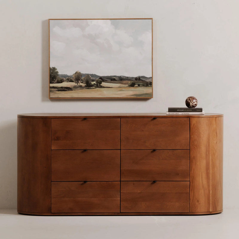 Theo Wood Brown 6 Drawer Dresser Dressers LOOMLAN By Moe's Home