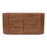 Theo Wood Brown 6 Drawer Dresser Dressers LOOMLAN By Moe's Home