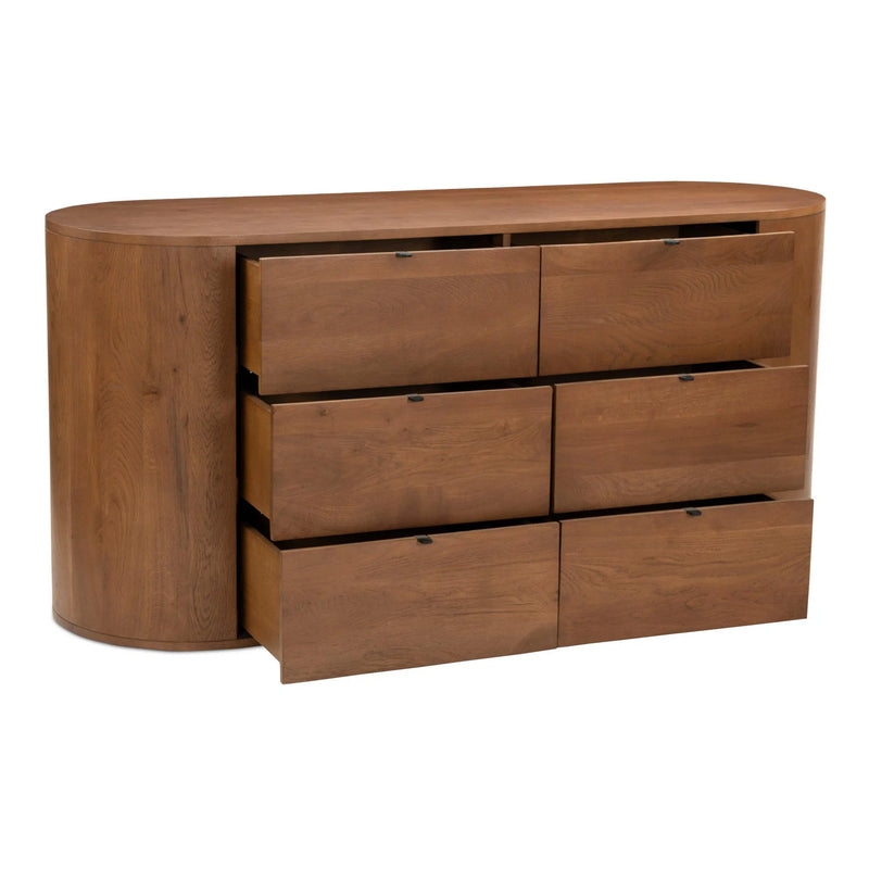 Theo Wood Brown 6 Drawer Dresser Dressers LOOMLAN By Moe's Home