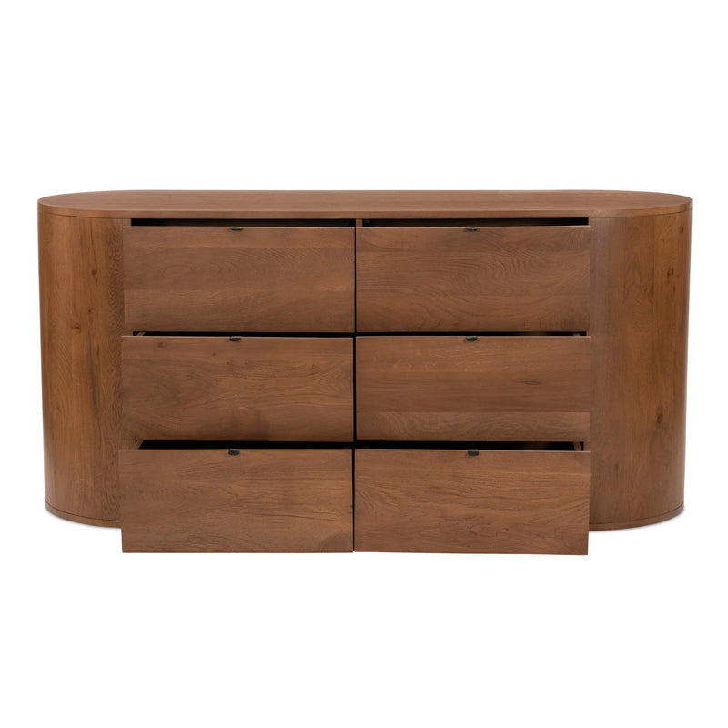 Theo Wood Brown 6 Drawer Dresser Dressers LOOMLAN By Moe's Home