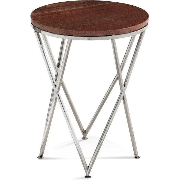 Thiago Marble and Steel Red Round Accent Table Side Tables LOOMLAN By Bassett Mirror