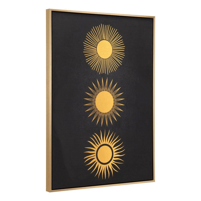 Three Suns Canvas Wall Art Gold & Black Artwork LOOMLAN By Zuo Modern