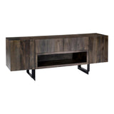 Tiburon Solid Acacia and Iron Brown Media Cabinet TV Stands & Media Centers LOOMLAN By Moe's Home