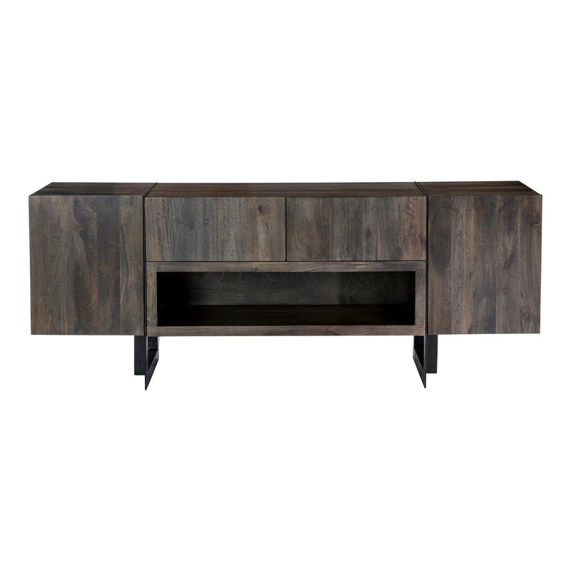 Tiburon Solid Acacia and Iron Brown Media Cabinet TV Stands & Media Centers LOOMLAN By Moe's Home