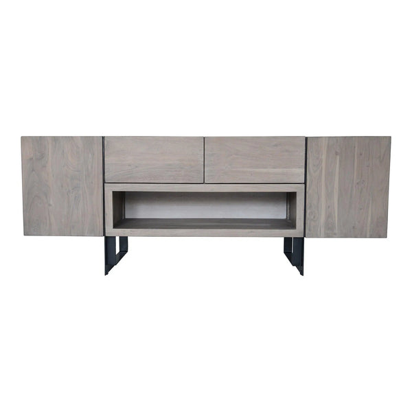 Tiburon Solid Acacia and Iron Grey Media Cabinet TV Stands & Media Centers LOOMLAN By Moe's Home