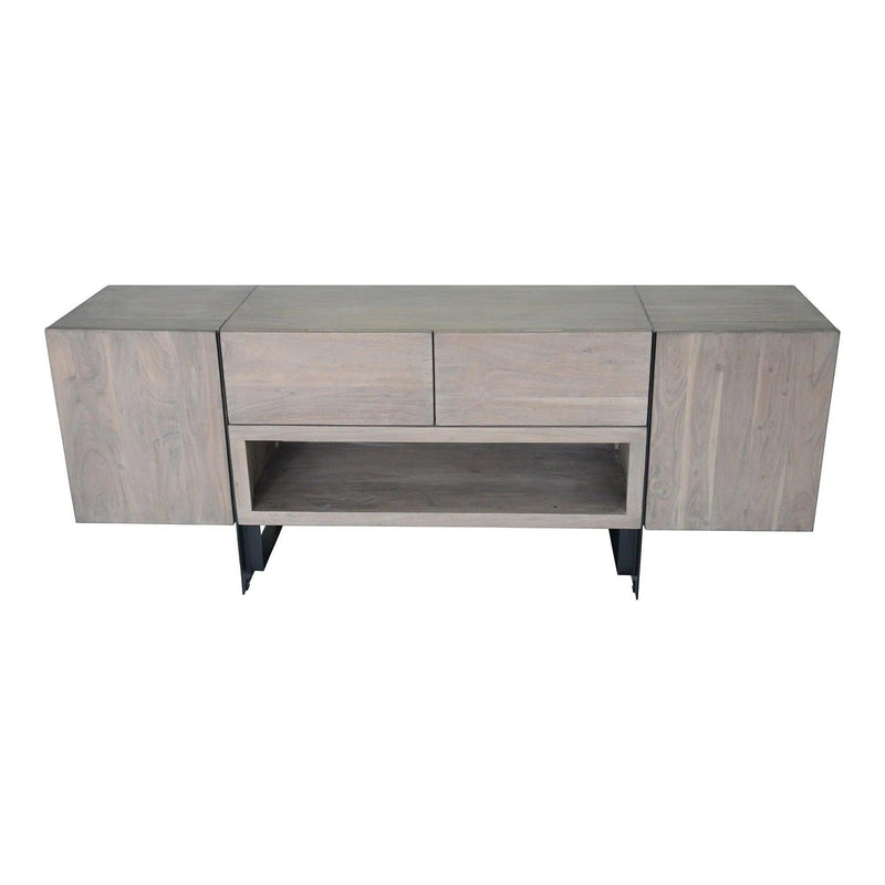 Tiburon Solid Acacia and Iron Grey Media Cabinet TV Stands & Media Centers LOOMLAN By Moe's Home