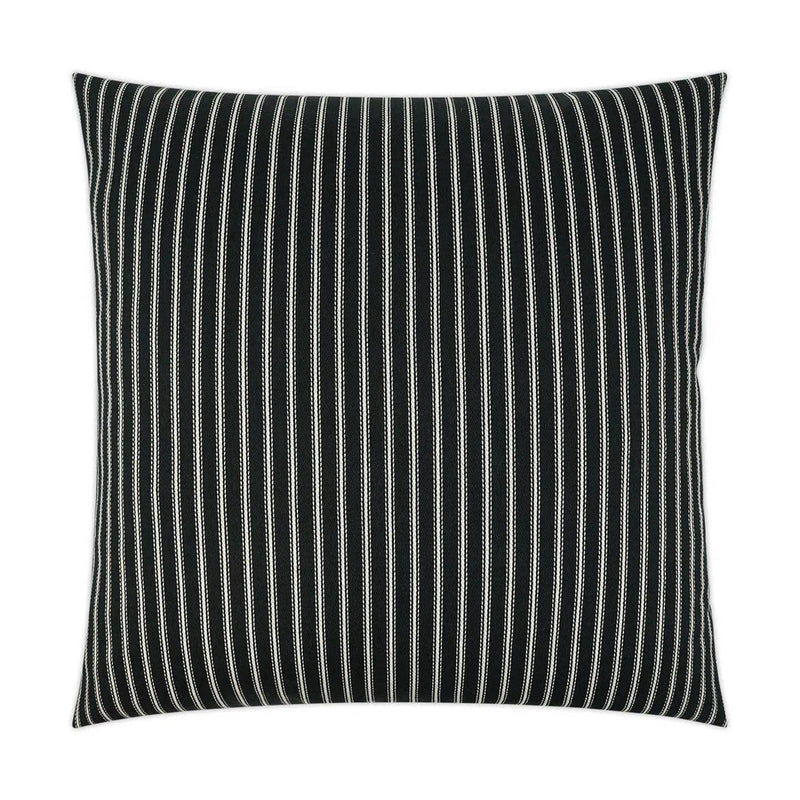 Ticking Black Stripes Black Large Throw Pillow With Insert Throw Pillows LOOMLAN By D.V. Kap