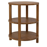 Tier Teak Wood Round Side Table Side Tables LOOMLAN By Noir