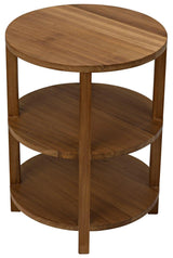 Tier Teak Wood Round Side Table Side Tables LOOMLAN By Noir