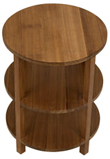 Tier Teak Wood Round Side Table Side Tables LOOMLAN By Noir