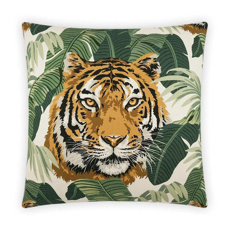 Tiger King Green Throw Pillow With Insert Throw Pillows LOOMLAN By D.V. Kap