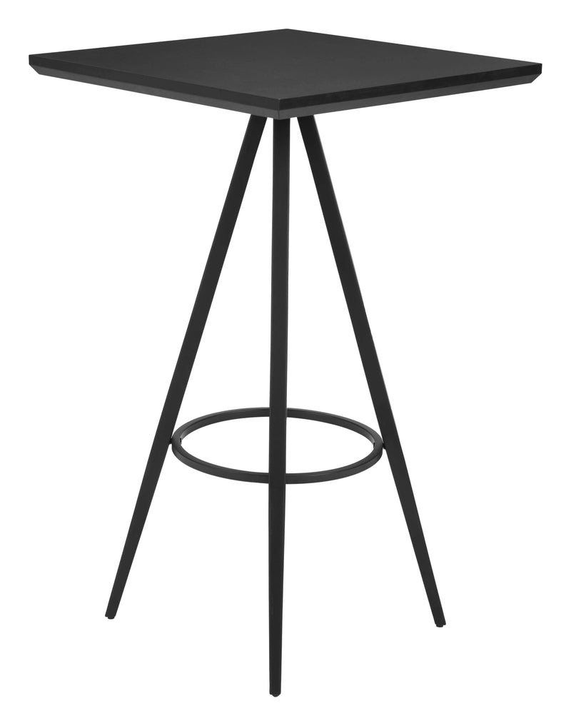 Tinos Wood and Steel Black Square Bar Table Bar Tables LOOMLAN By Zuo Modern