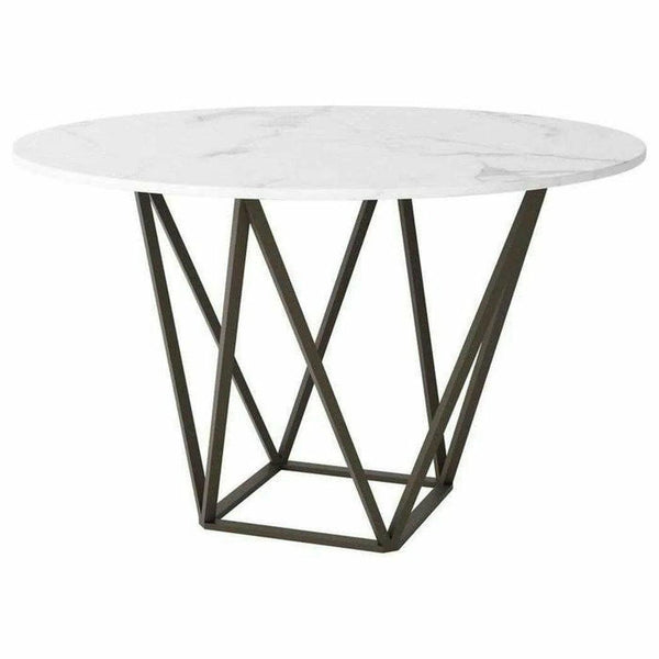 Tintern Dining Table White & Antique Brass Dining Tables LOOMLAN By Zuo Modern