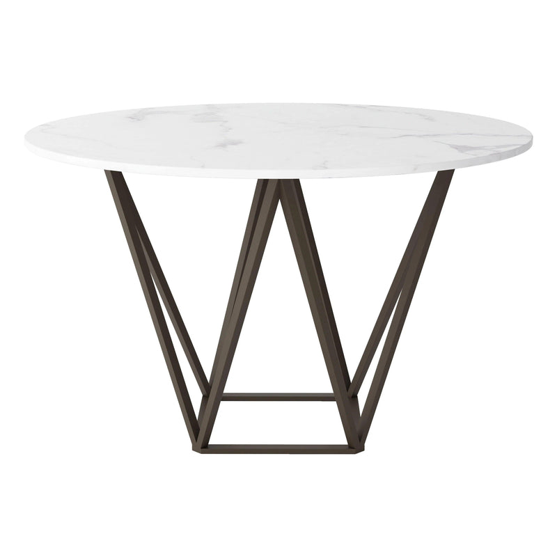 Tintern Dining Table White & Antique Brass Dining Tables LOOMLAN By Zuo Modern