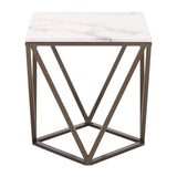 Tintern End Table White & Antique Brass Side Tables LOOMLAN By Zuo Modern