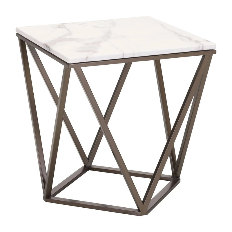 Tintern End Table White & Antique Brass Side Tables LOOMLAN By Zuo Modern