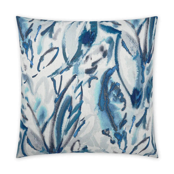 Tisane Ocean Abstract Floral Blue Large Throw Pillow With Insert Throw Pillows LOOMLAN By D.V. Kap