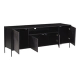 Tobin Wood and Steel Black Entertainment Unit TV Stands & Media Centers LOOMLAN By Moe's Home