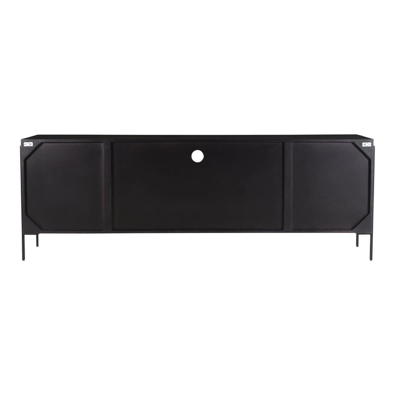 Tobin Wood and Steel Black Entertainment Unit TV Stands & Media Centers LOOMLAN By Moe's Home