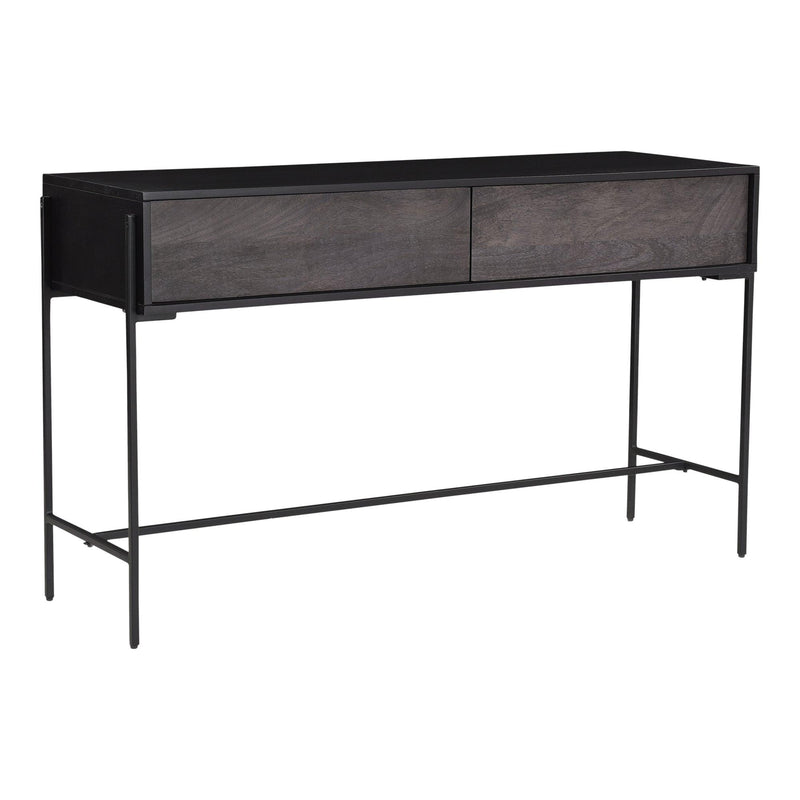Tobin Wood and Steel Black Rectangular Console Table Console Tables LOOMLAN By Moe's Home