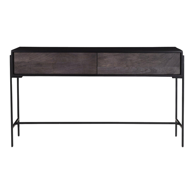 Tobin Wood and Steel Black Rectangular Console Table Console Tables LOOMLAN By Moe's Home