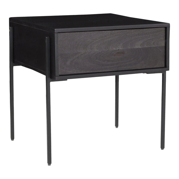 Tobin Wood and Steel Black Square Side Table Side Tables LOOMLAN By Moe's Home