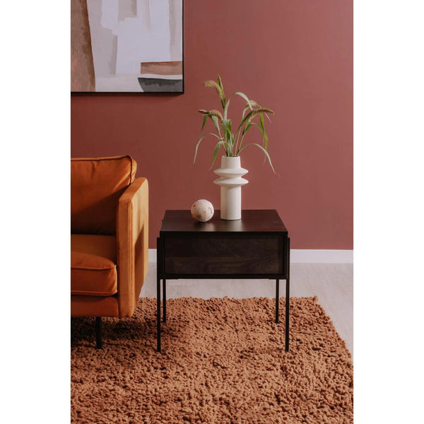 Tobin Wood and Steel Black Square Side Table Side Tables LOOMLAN By Moe's Home