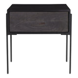 Tobin Wood and Steel Black Square Side Table Side Tables LOOMLAN By Moe's Home