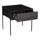 Tobin Wood and Steel Black Square Side Table Side Tables LOOMLAN By Moe's Home