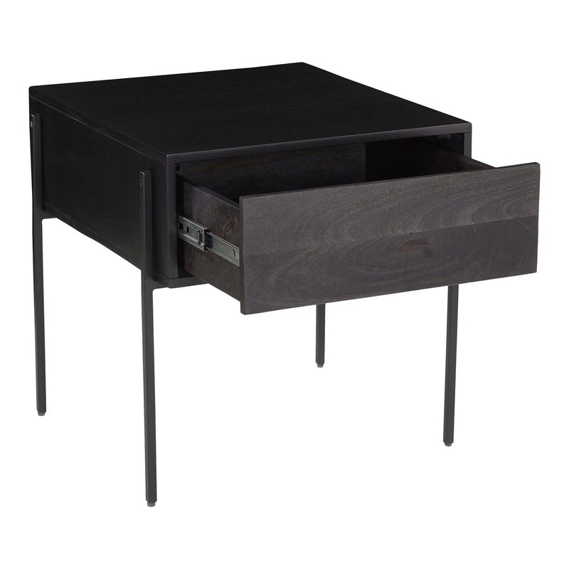 Tobin Wood and Steel Black Square Side Table Side Tables LOOMLAN By Moe's Home