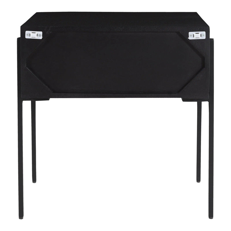 Tobin Wood and Steel Black Square Side Table Side Tables LOOMLAN By Moe's Home