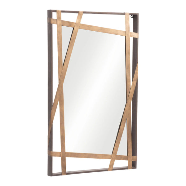 Tolix Mirror Antique Gold & Black Wall Mirrors LOOMLAN By Zuo Modern