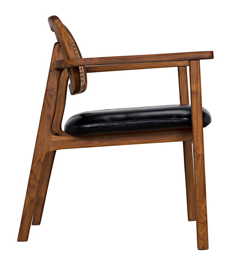 Tolka Chair, Teak with Leather Seat Dining Chairs LOOMLAN By Noir